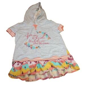 Matilda Jane Top Girls Wonderment Wild and Free Hooded Short-Sleeved Sz 8 Tunic